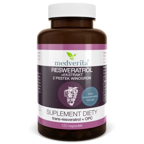 Medverita - Resweratrol + Ekstrakt z pestek winogron - 120 kapsułek